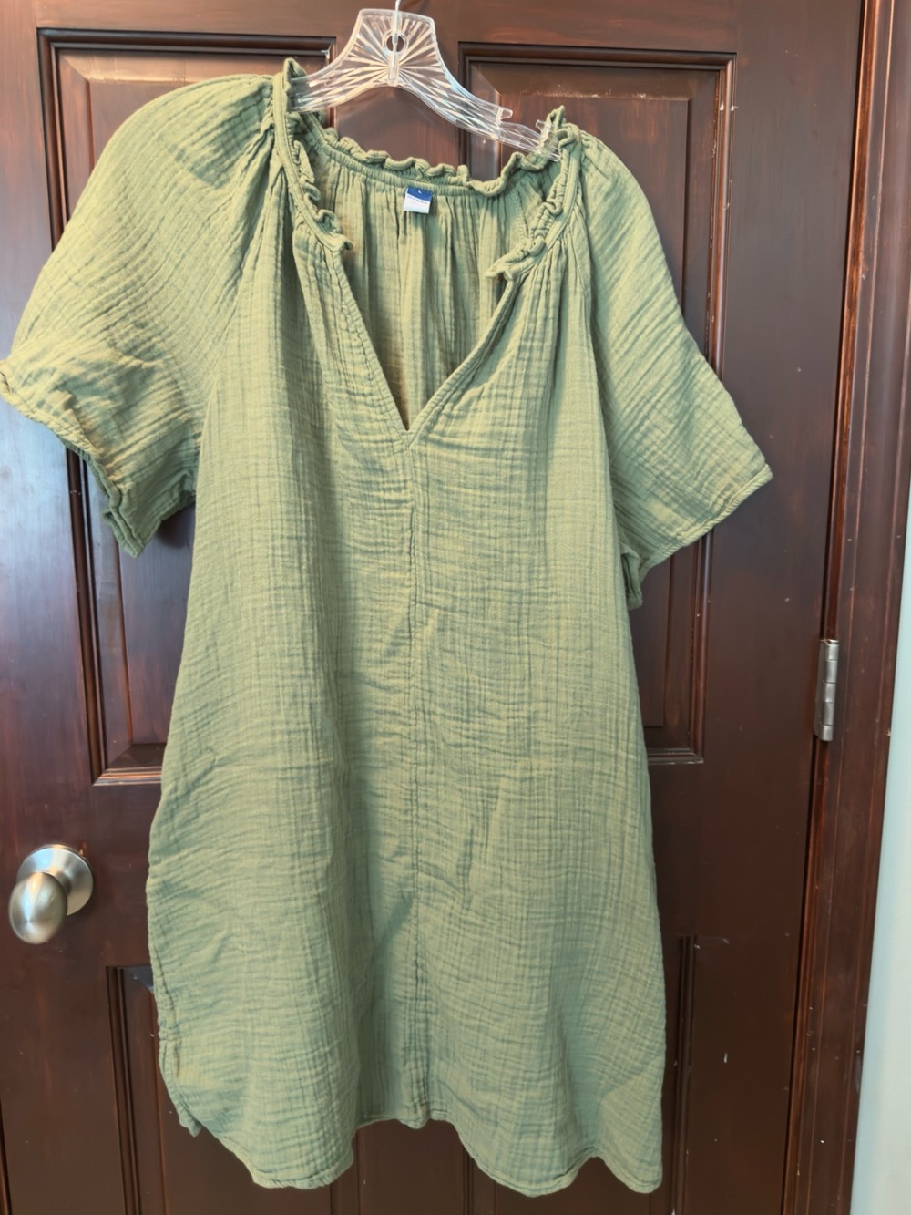 Old Navy Olive Green Cotton Gauze Mini Dress